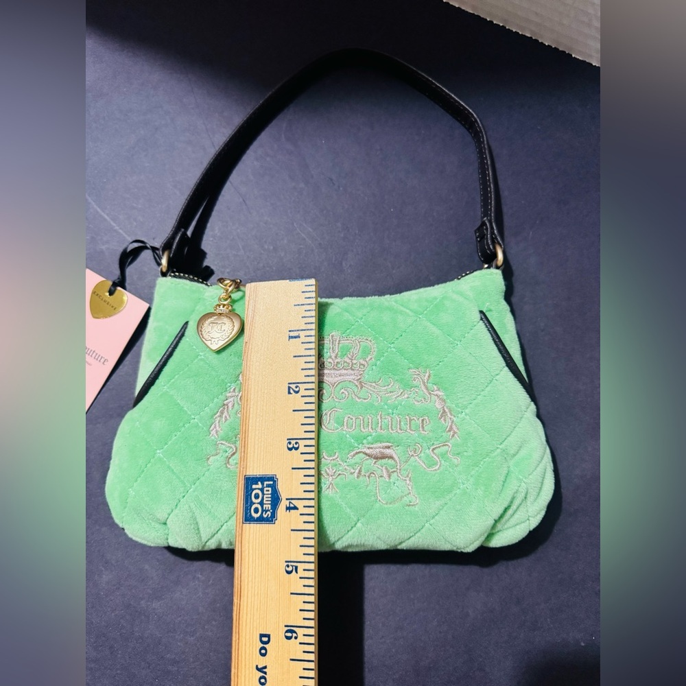 Juicy Couture tale retro Green Quilted mini Shoulder Bag with Gold Charm BNWT - Picture 6 of 9